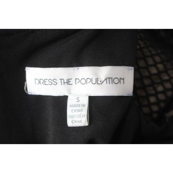 Dress The Population Black Tori Lace Chevron Stripe Mesh Sheath Dress Size S - Picture 6 of 7